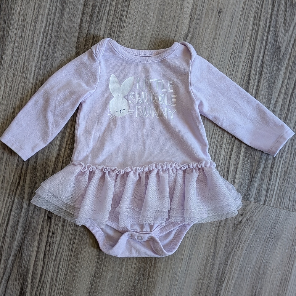 Baby Girl Cat & Jack‎ Snuggle Bunny One Piece Easter Tutu 0-3 Mos Like New